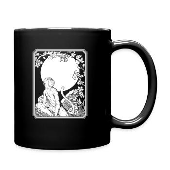 Singe Japon Cerisier Fleur Lune - Mug uni - noir - Droite