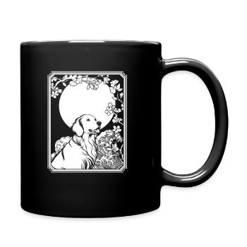 Golden Retriever Japan Cherry Blossom Moon - Full Colour Mug - black - Right