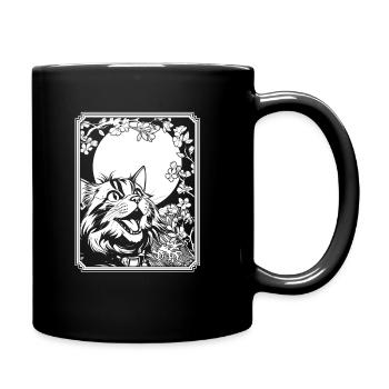 Katze Japan Cherry Blossom Moon - Tasse einfarbig - Schwarz - Rechts