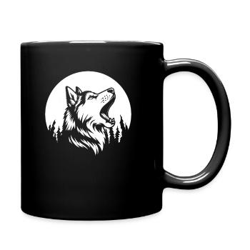 Husky de Sibérie hurlant - Mug uni - noir - Droite