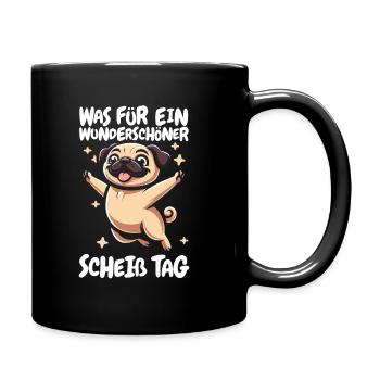 Pug Dog Funny Please Keep Your Mouth Shut - Full Colour Mug - black - Right