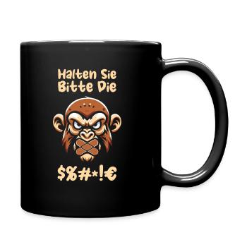 Affe Halten Sie Bitte Die Fresse - Tasse einfarbig - Schwarz - Rechts