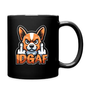 Corgi Es Ist Mir Scheißegal Idgaf - Tasse einfarbig - Schwarz - Rechts