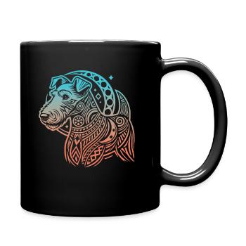 Airedale Terrier Stammes Moon Phases - Tasse einfarbig - Schwarz - Rechts