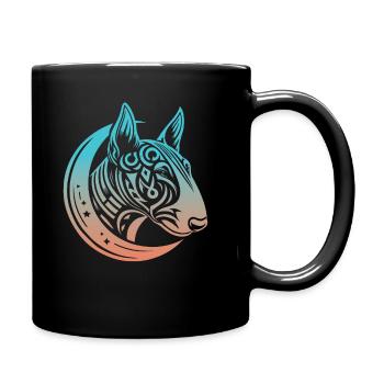 Bull Terrier Stammes Moon Phases - Tasse einfarbig - Schwarz - Rechts