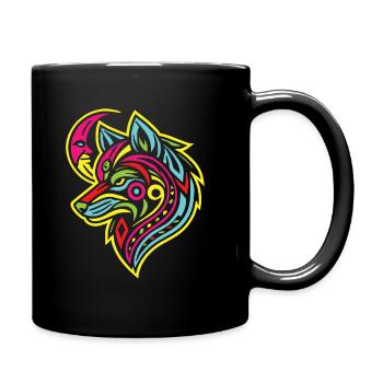 Wolf Stammes Moon Phases - Tasse einfarbig - Schwarz - Rechts