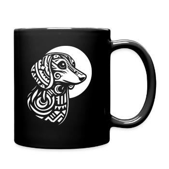 Dackel Dachshund Stammes Moon Phases - Tasse einfarbig - Schwarz - Rechts