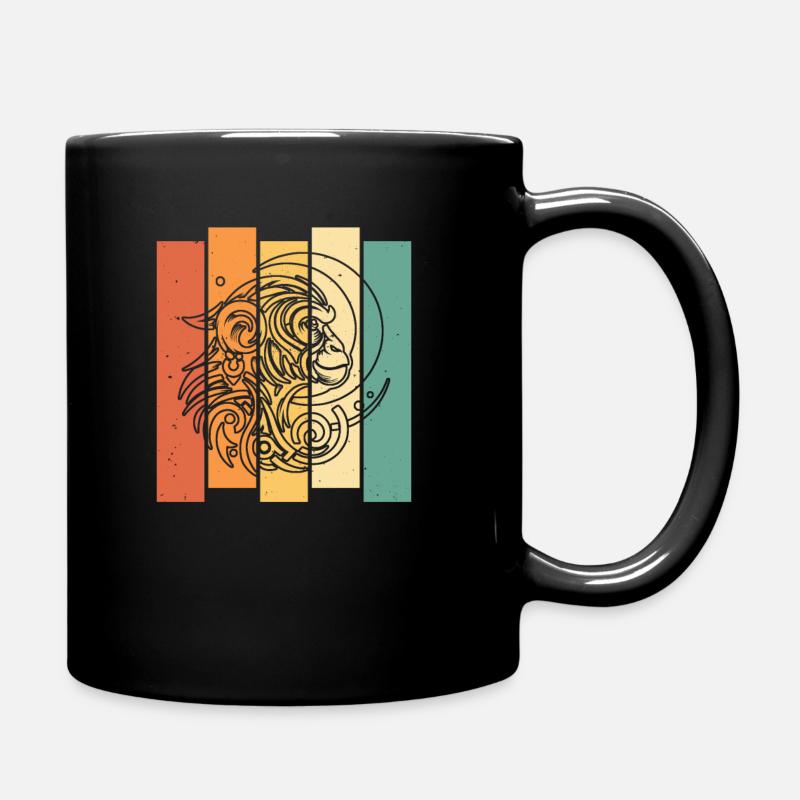 Monkey Tribal Moon Phases - Full Colour Mug - black