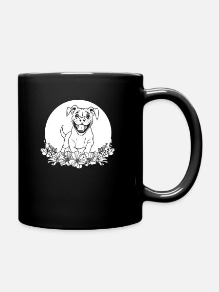 Boxer Hund Deutscher Boxer Wilde Blumen - Tasse einfarbig - Schwarz