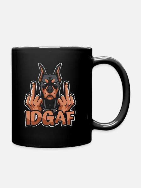 Dobermann Idgaf - Tasse einfarbig - Schwarz