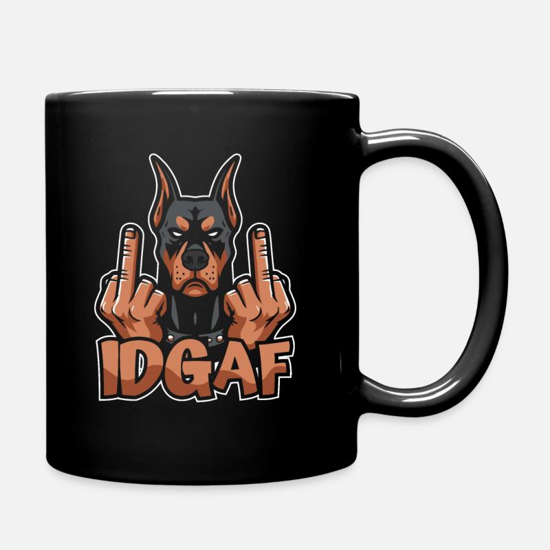 Dobermann Idgaf - Tasse einfarbig - Schwarz