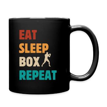 Eat Sleep Box Repeat - Boxer Martial Arts Saying - Full Colour Mug - black - Right