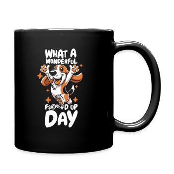Bassett Dog Fucked Up Day - Full Colour Mug - black - Right