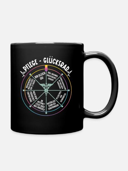 Pflege Glücksrad Pflegerin Krankenschwester Outfit - Tasse einfarbig - Schwarz