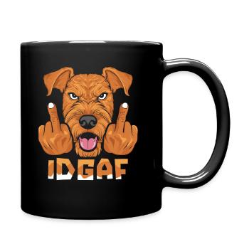 Airedale Terrier Idgaf - Tasse einfarbig - Schwarz - Rechts
