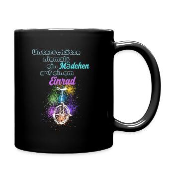 Einrad Mädchen Einradfahrerin - Tasse einfarbig - Schwarz - Rechts