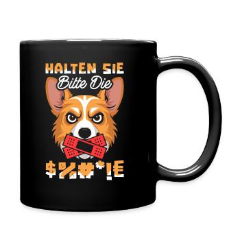 Corgi Halten Sie Bitte Die Fresse - Tasse einfarbig - Schwarz - Rechts