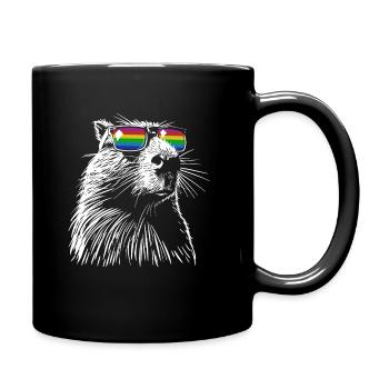 Cool Capybara - Dessin Silhouette Arc-en-ciel - Mug uni - noir - Droite