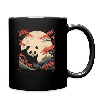 Panda géant Panda Ours Japon Cerisier Fleur Lune - Mug uni - noir - Droite