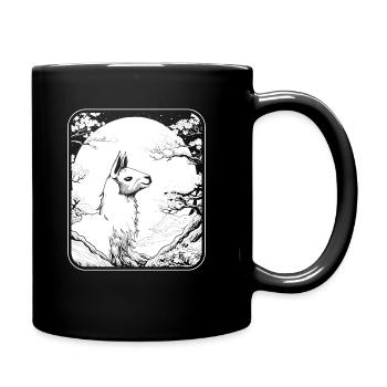 Lama Llama Japan Cherry Blossom Moon - Tasse einfarbig - Schwarz - Rechts