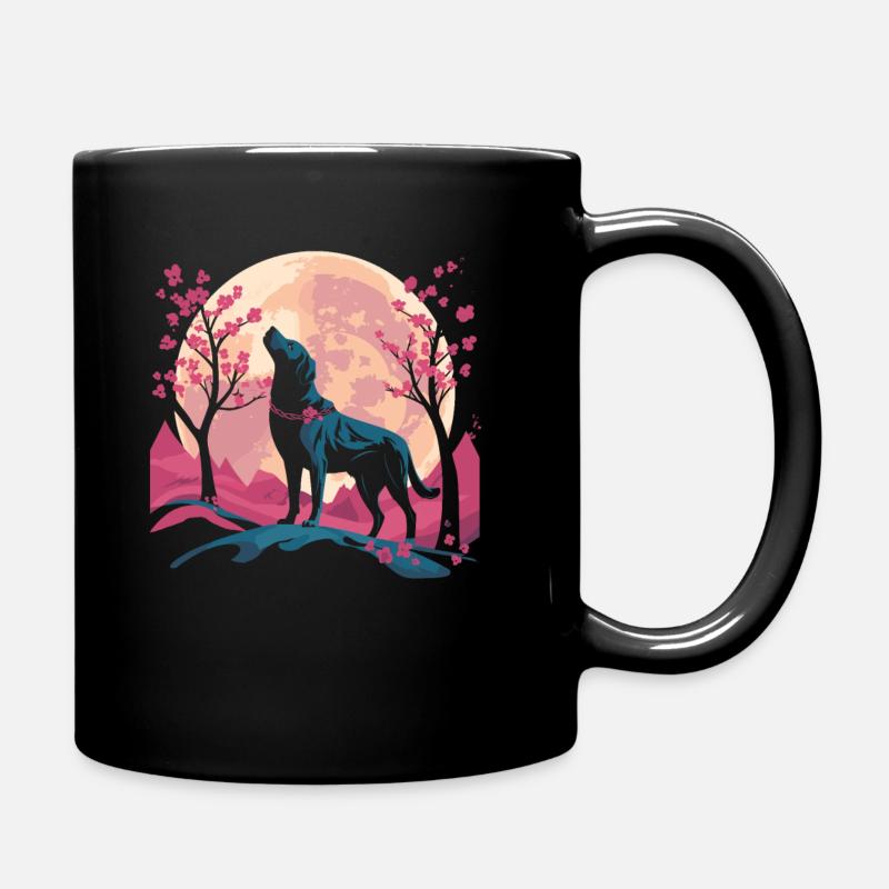 Labrador Japon Cerisier Fleur Lune - Mug uni - noir