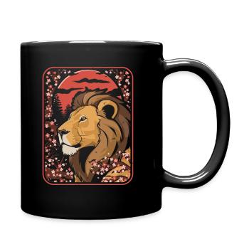 Lion Japon Cerisier Fleur Lune - Mug uni - noir - Droite