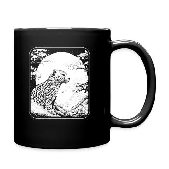 Guépard Japon Cerisier Fleur Lune - Mug uni - noir - Droite