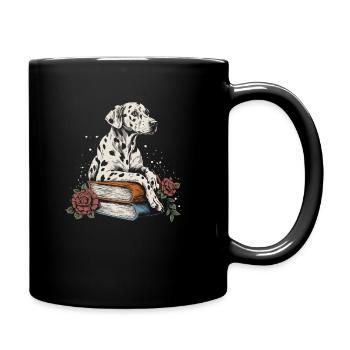 Dalmatian Flower Book Reader Floral Cottagecore - Full Colour Mug - black - Right