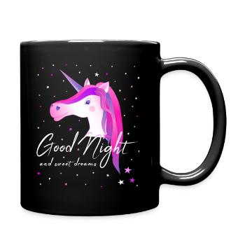 Einhorn good night Schlafshirt - Tasse einfarbig - Schwarz - Rechts
