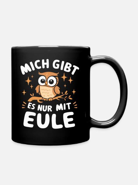Nachteule Eule Eulen Vogel - Tasse einfarbig - Schwarz