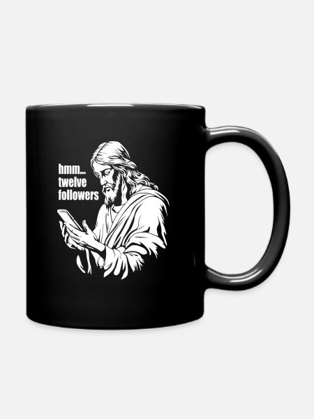Gesù con lo smartphone - 12 follower - Tazza monocolore - nero