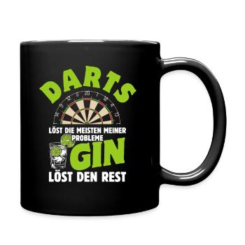 Darts löst die meisten meiner Probleme - Gin - Tasse einfarbig - Schwarz - Rechts