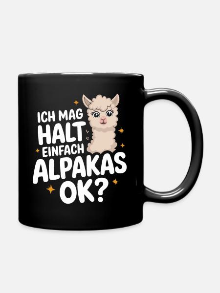 Alpaka Lama Alpakas Tier - Tasse einfarbig - Schwarz