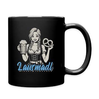 Lausmadl - Madl im Dirndl - Bier und Bretzel - Tasse einfarbig - Schwarz - Rechts