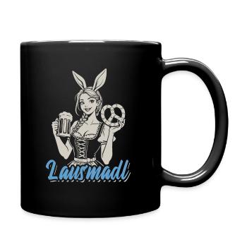 Lausmadl - Madl im Dirndl - Bier und Bretzel - Tasse einfarbig - Schwarz - Rechts