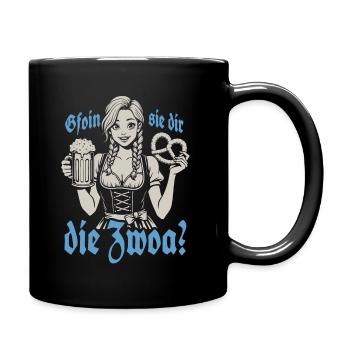 Gefallen sie dir, die Zwei? Dirndl Bier & Bretzen - Tasse einfarbig - Schwarz - Rechts