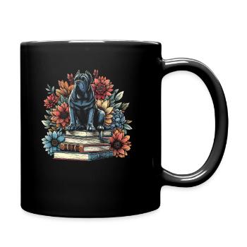 Cane Corso Flower Book Reader Floralcottagecore - Full Colour Mug - black - Right