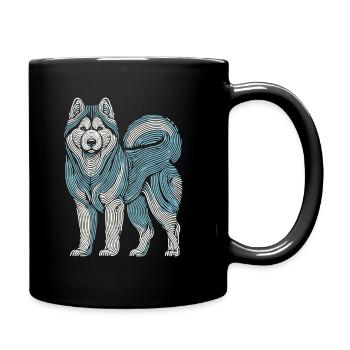Siberian Husky Fingerabdruck - Tasse einfarbig - Schwarz - Rechts