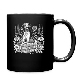 Great Dane Flower Book Reader - Full Colour Mug - black - Right