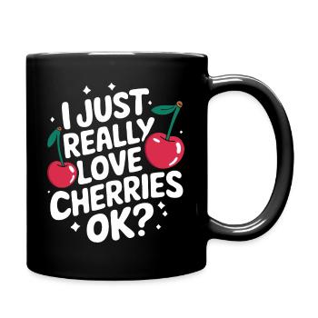 Kirsche Kirschen Früchte Essen - Tasse einfarbig - Schwarz - Rechts
