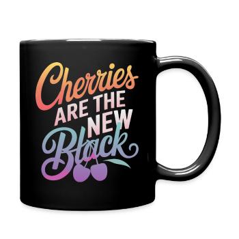 Kirsche Kirschen Früchte Essen - Tasse einfarbig - Schwarz - Rechts