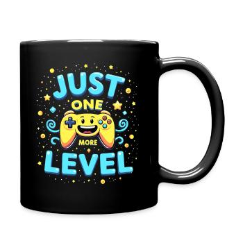 Fun "Just One More Level" design for gamers - Full Colour Mug - black - Right