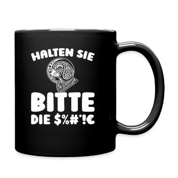 Beagle Halten Sie Bitte Die Fresse - Tasse einfarbig - Schwarz - Rechts