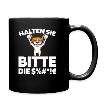Beagle Halten Sie Bitte Die Fresse - Tasse einfarbig - Schwarz - Rechts