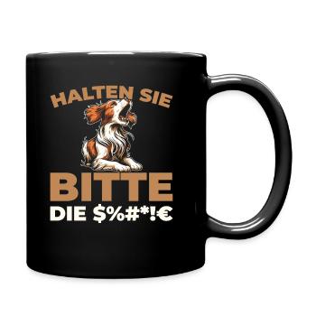 Brittany Spaniel Halten Sie Bitte Die Fresse - Tasse einfarbig - Schwarz - Rechts