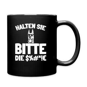Dobermann Halten Sie Bitte Die Fresse - Tasse einfarbig - Schwarz - Rechts