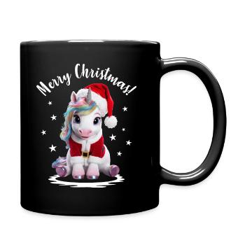 Einhorn Weihnachten Merry Christmas niedlich süß - Tasse einfarbig - Schwarz - Rechts
