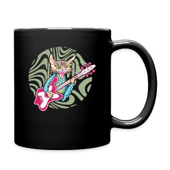 Rock Star Cat - Full Colour Mug - black - Right