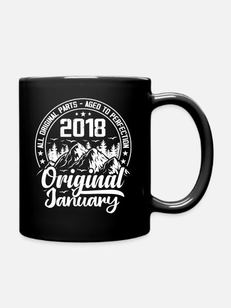 Januar 2018 Original 6 Jahre altes Geburtstagsgeschenk - Tasse einfarbig - Schwarz
