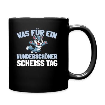 Wolf Halten Sie Bitte Die Fresse - Tasse einfarbig - Schwarz - Rechts